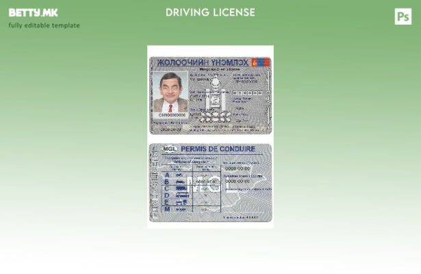 Шаблон за возачка дозвола Монголија во модерен стил